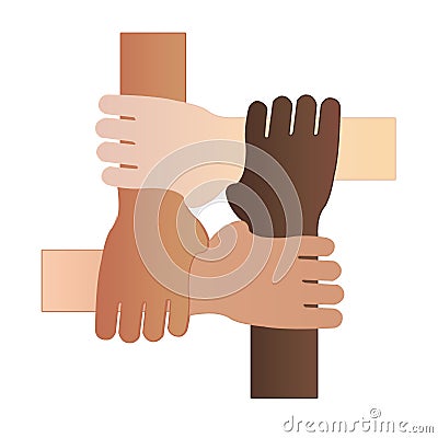Four hands together Stock Photo