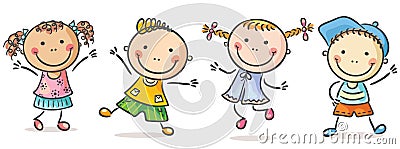 Four happy kids Vector Illustration