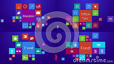 Four HD Screen of Trendy Computer or Mobile Application App Program  Animation Icon Stock Video - Video of cart, admin: 71016505