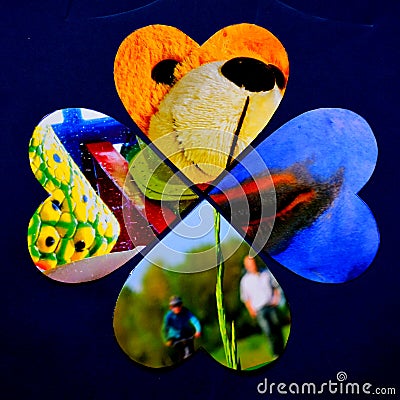 Four hearts as an abstract multicolor collage Stock Photo