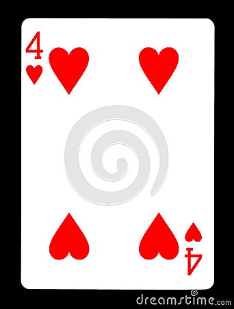 Four of hearts playing card, Stock Photo