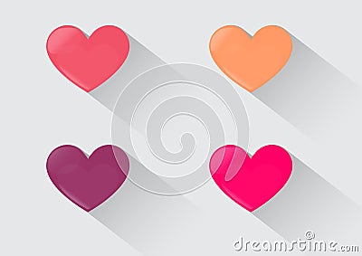 Four Hearts Sweet Color Time for Love Vector Illustration
