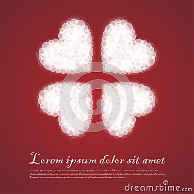 Four Hearts valentine sentimental red abstract background Vector Illustration