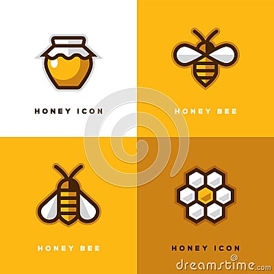 Four honey logo. Vector Illustration