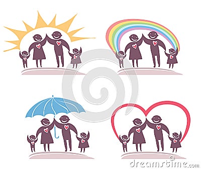 Four icon family. Stock Photo