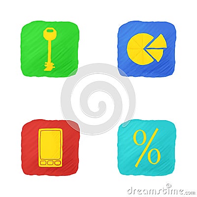 Four Icons in Handdrawn Style Vector Illustration