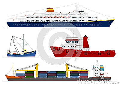 Four isolated ships Stock Photo