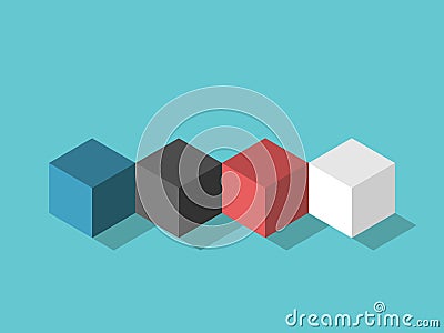 Four isometric cubes, diversity Vector Illustration