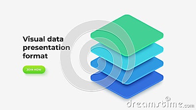 Four isometric elements for infographic. Concept of business project hierarchy visualization Vector Illustration