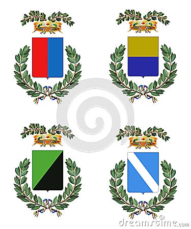 Four Italian heraldry shields Stock Photo