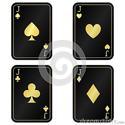 Cool Four Jacks cards. Black with gold cards Cartoon Illustration