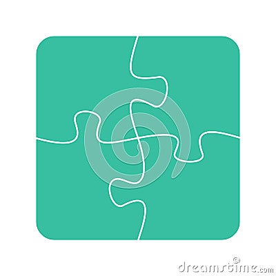 Four jigsaw pieces or parts connected together. Vector Illustration