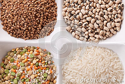 Four kinds of groats Stock Photo