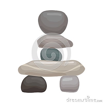 Four large flat stones lie on two small ones. Vector illustration on white background. Vector Illustration