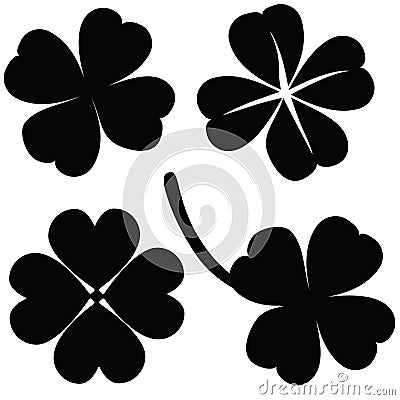 Four leaf clover collection, St. Patricks day () Vector Illustration