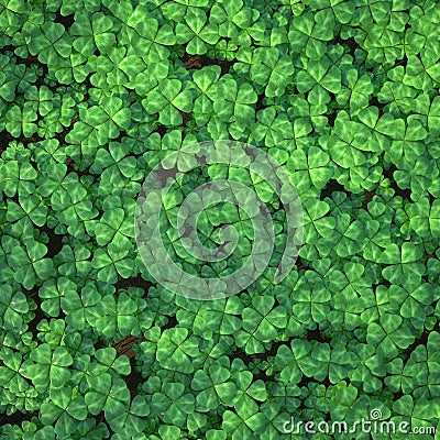 Four-leaf clover field for background Cartoon Illustration