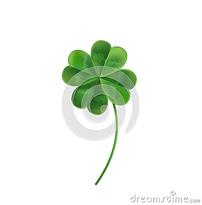 Four Leaf Clover for good luck. Cartoon Illustration