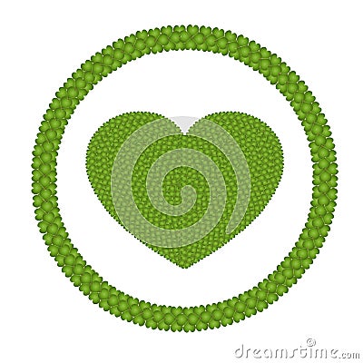 A Four Leaf Clover of Heart Shape in Circle Frame Stock Photo