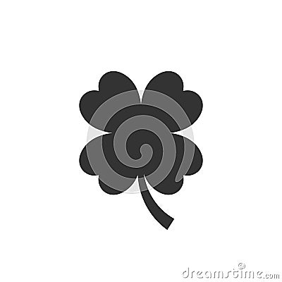 Four leaf clover icon in flat style. St Patricks Day vector illustration on white isolated background. Flower shape business Vector Illustration