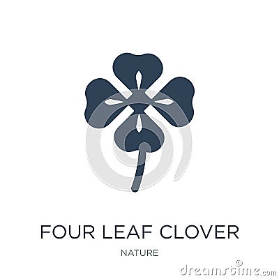 four leaf clover icon in trendy design style. four leaf clover icon isolated on white background. four leaf clover vector icon Vector Illustration