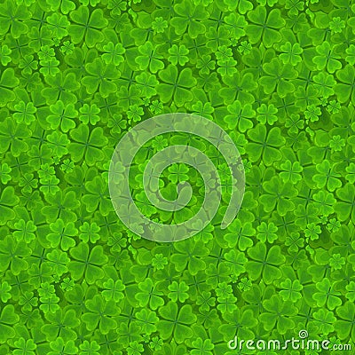 Four leaf clover seamless pattern. Lucky spring background with shamrock for textiles, interior design, book design Vector Illustration