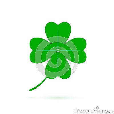 Four leaf clover symbol of luck. Green clover icon isolated on white background. Symbol of St Patrics day. Vector illustration Vector Illustration