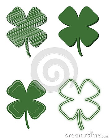 Four Leaf Clover Variety Vector Illustration