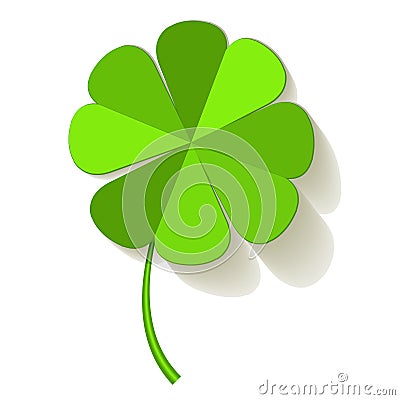 Four Leaf Clover on a white background. Vector Illustration