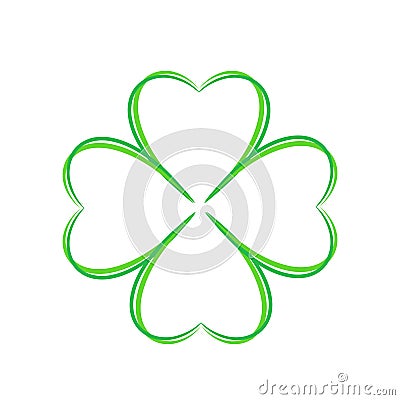 Four leaf green clover ahnd draw. Lucky quatrefoil. Good luck symbol. Decoration for greeting cards, patches, prints for Vector Illustration