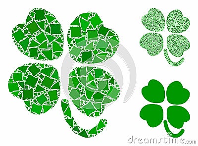 Four-leafed clover Mosaic Icon of Humpy Parts Vector Illustration