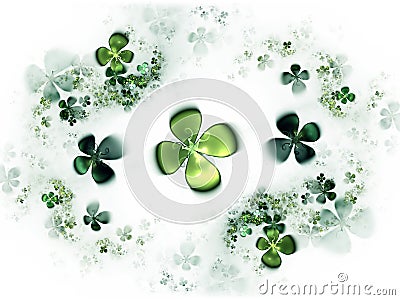 Four leafed clovers, shamrock Cartoon Illustration