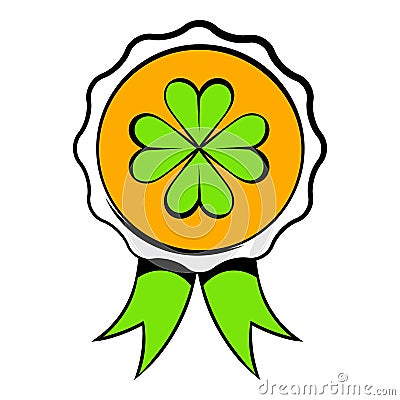 Four leaves clover badge icon, icon cartoon Vector Illustration