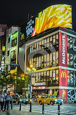 Four level popular McDonalds restaurant at Shinjuku. Editorial Stock Photo