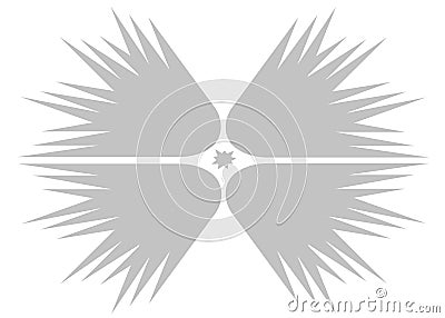 Four light grey quarters of spiky pattern graphics with a small pinpoint multiple pointed star in the centre white backdrop Cartoon Illustration