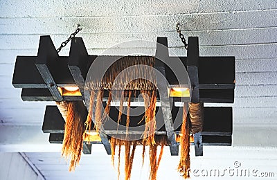 Four lights pendulous from the ceiling Stock Photo