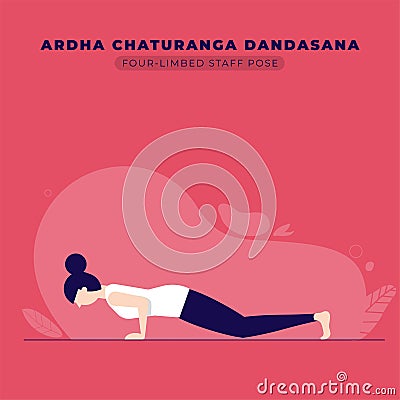 Four Limbed Staff Yoga Pose Illustration Vector Illustration