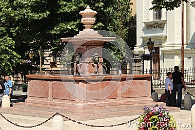 The four lions fountain in Sremski Karlovci, Serbia Editorial Stock Photo