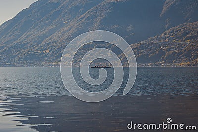 Four man canoe in the lake Stock Photo