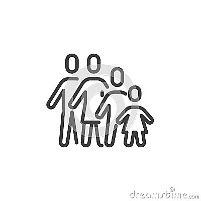 Four member family line icon Vector Illustration