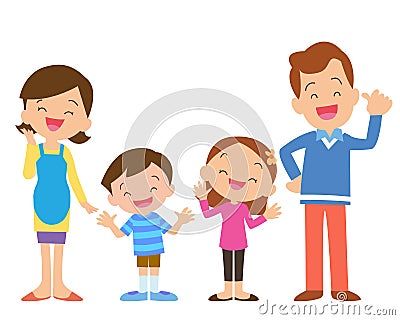 Four member family posing Vector Illustration