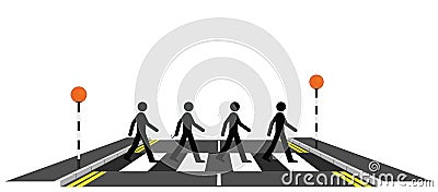 Four men on a zebra crossing Vector Illustration