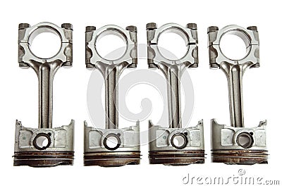 Four Metal Pistons Stock Photo