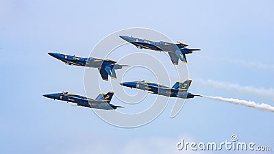 Military jets soaring through the sky in perfect formation Editorial Stock Photo