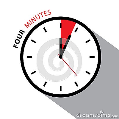 Four Minutes Clock. Stopwatch Countdown. Vector Illustration