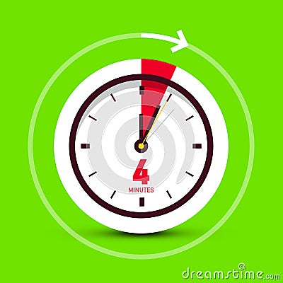 4 Four Minutes Clock Stopwatch Icon Vector Illustration