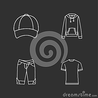 Four modern clothes icons Vector Illustration