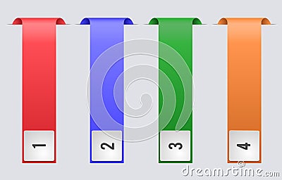 Four multi-colored ribbons for placing the text information Vector Illustration