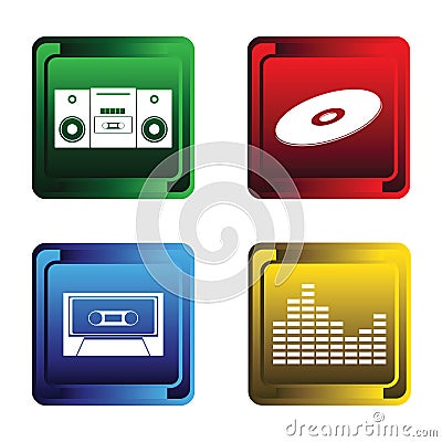 Four musical buttons Vector Illustration