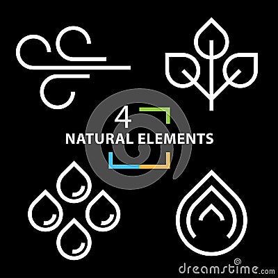 The four natural elements icons set Vector Illustration