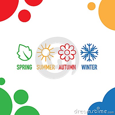 Four nature seasons icons Vector Illustration